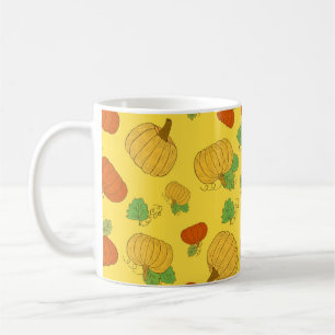 Kürbismuster nahtlos. Handgezogener Doodle-Brusse Kaffeetasse
