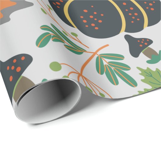 Kürbismuster nahtlose Muster Karotte schwarz-weiß Geschenkpapier (Rolleneckpunkt)