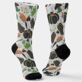 Kürbismuster nahtlose Muster Karotte schwarz-weiß  Socken (Gewinkelt)