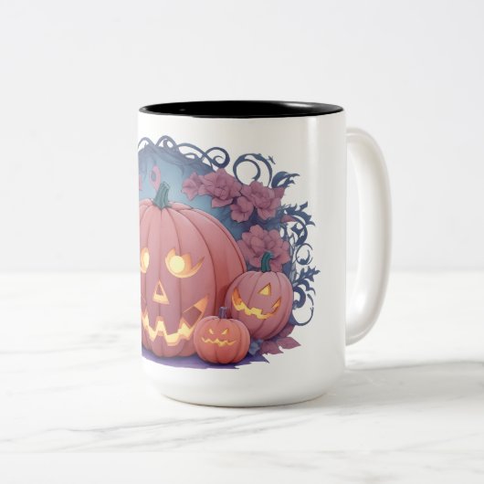 Kürbismuster Zweifarbige Tasse (VorderseiteRechts)