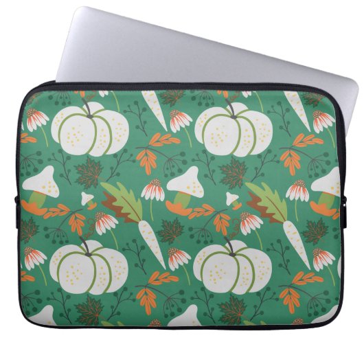 Kürbismusterkarotten und Pilze Laptopschutzhülle (Vorderseite)