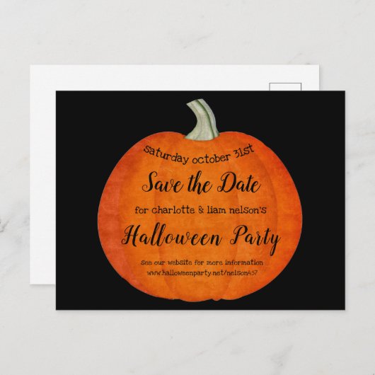 Kürbisöl-Paint-Halloween-Party Save the Date Ankündigungspostkarte (Vorne/Hinten)