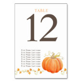 Kürbisorange Aquarell und Gäste Tischnummer (Rückseite)
