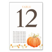 Kürbisorange Aquarell und Gäste Tischnummer (Vorderseite)