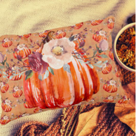 Kürbisorange Herbst karierter Karo Dekokissen