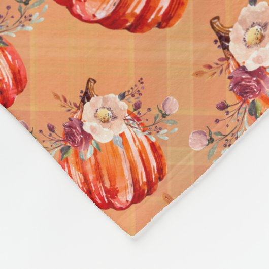 Kürbisorange Herbst karierter Karo Fleecedecke (Ecke)