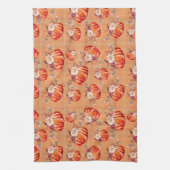 Kürbisorange Herbst karierter Karo Geschirrtuch (Vertikal)