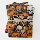 Kürbispackpapier für Halloween-Schädel Geschenkpapier Set (Beispiel)