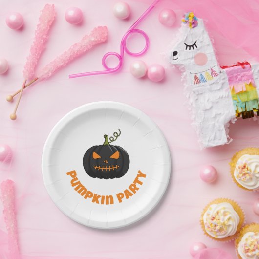 Kürbispapierplatte mit Kürbiskopf-Party Pappteller (Party)