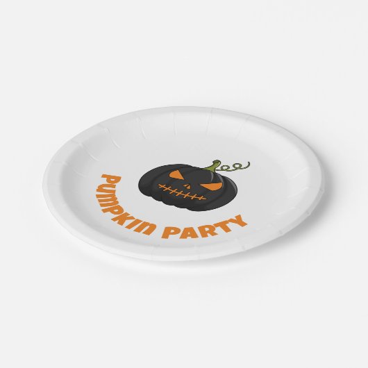Kürbispapierplatte mit Kürbiskopf-Party Pappteller (Schrägansicht)