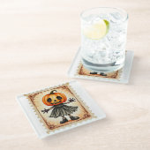 Kürbisparade: Der Erntetrickster Glasuntersetzer (Schrägansicht)