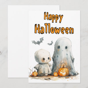 Kürbisparade — ein weißes Halloween-Duo Feiertagskarte