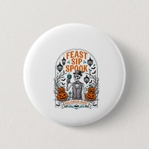 Kürbisparty-Skelett-Halloween-Fest Schluck Grusel Button