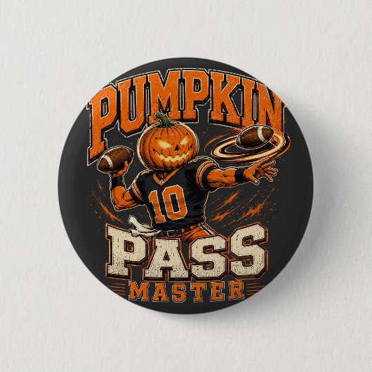 Kürbispass Meister Halloween Football Kunst Button (Vorderseite)