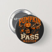 Kürbispass Meister Halloween Football Kunst Button (Vorne & Hinten)