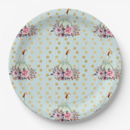 Kürbispastel eleganter Herbst aquamarin Pappteller