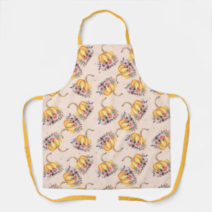 Kürbispastellpfirsich Goldpolka Punkt Blumenfall Schürze