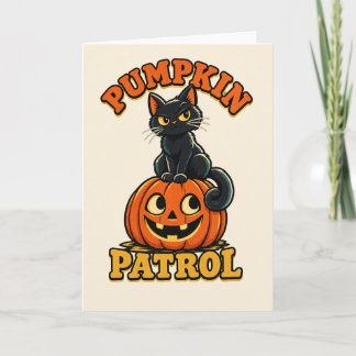 Kürbispatrouille – Süße schwarze Katze Halloween Karte
