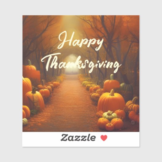 Kürbispfad Schöne Herbstlandschaft individuell Aufkleber (Blatt)