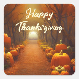 Kürbispfad Schöne Herbstlandschaft individuell Quadratischer Aufkleber