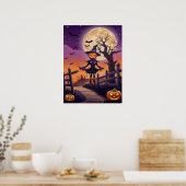 Kürbispfad unter leuchtendem Mond Poster (Küche)