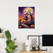 Kürbispfad unter leuchtendem Mond Poster (Heimbüro)