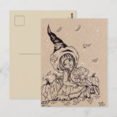 Kürbispflaster-Hexenkarte Postkarte (Vorne/Hinten)