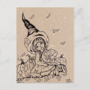 Kürbispflaster-Hexenkarte Postkarte