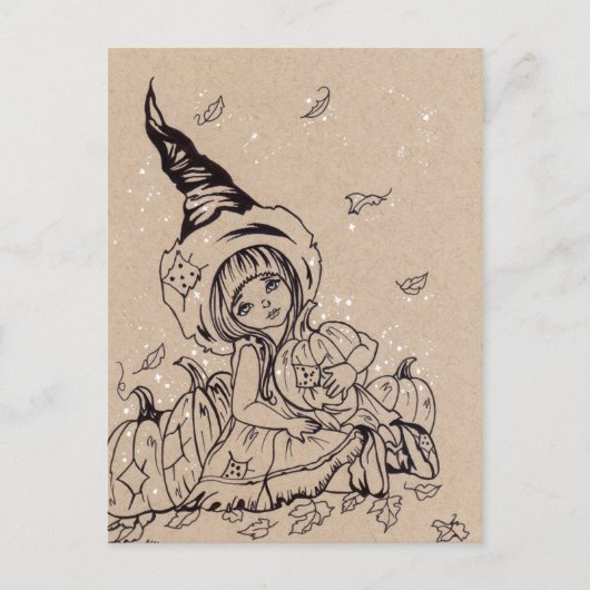 Kürbispflaster-Hexenkarte Postkarte (Vorderseite)