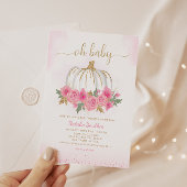 Kürbispink Goldflötenflöte Mädchen-Dusche Einladung