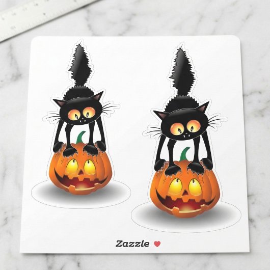 Kürbispurfektion: Halloween-Schwarze Katze Aufkleber