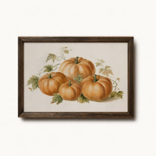 Kürbisranken-Wasserfarben-Harvestposter Poster