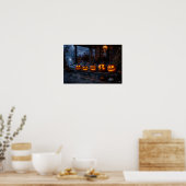 Kürbisreihe auf der Veranda Poster (Küche)
