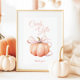 Kürbisrosa Bow Cards & Gifts Tafelzeichen Poster