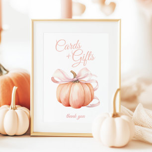 Kürbisrosa Bow Cards & Gifts Tafelzeichen Poster