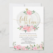 Kürbisrosa Goldfall in Liebe Brautparty Einladung (Vorderseite)