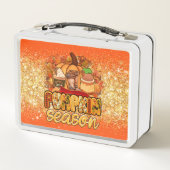 Kürbissaison Autumn Text und Color anpassen Metall Brotdose (Rückseite)