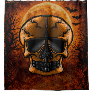 Kürbisschädel-Halloween-Party Duschvorhang