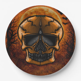 Kürbisschädel-Halloween-Party Pappteller