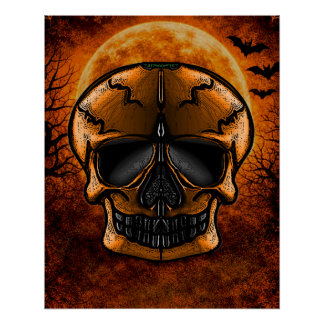 Kürbisschädel-Halloween-Party Poster