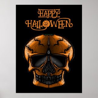 Kürbisschädel-Halloween-Party Poster