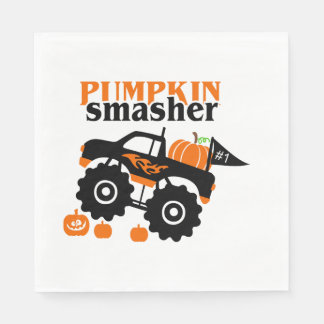 Kürbisschläger-Jungs Halloween Monstertruck Serviette
