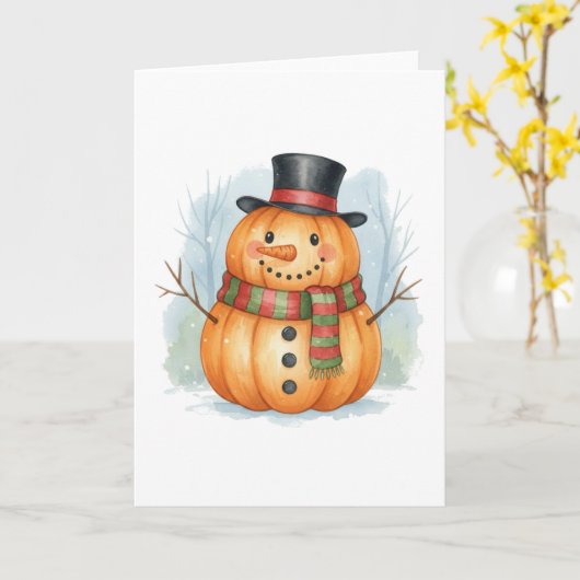 Kürbisschneemann Karte (Gelbe Blume)
