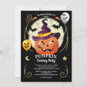 Kürbisschnitzen einladen. Halloween-Party Einladung (Vorderseite)