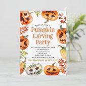 Kürbisschnitzerei Party Einladung Halloween laden (Stehend Vorderseite)