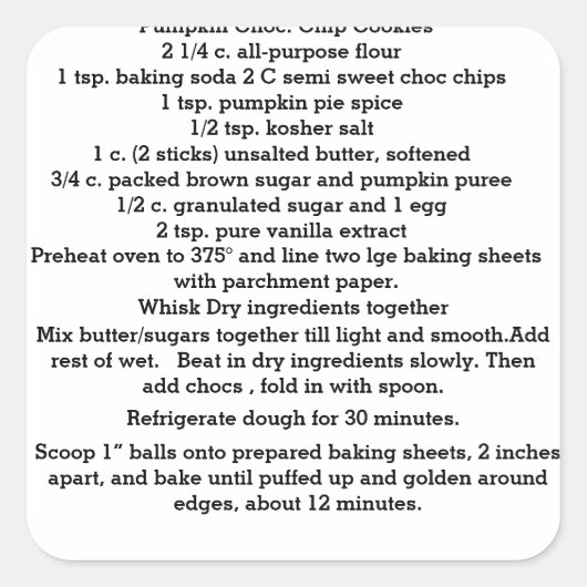 Kürbisschokolade Chip Cookies Stickers (Vorderseite)