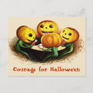 Kürbisse auf einer Vintage-Halloween-Postkarte bei Postkarte
