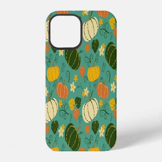 Kürbisse, Blätter: Herbstgemüsemuster iPhone Hülle (Rückseite)