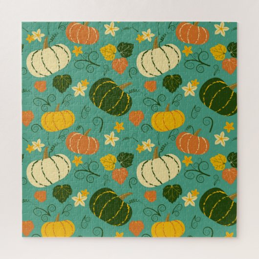 Kürbisse, Blätter: Herbstgemüsemuster Puzzle (Vertikal)