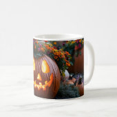 Kürbisse, geschnitzt mit Blume Kaffeetasse (VorderseiteRechts)
